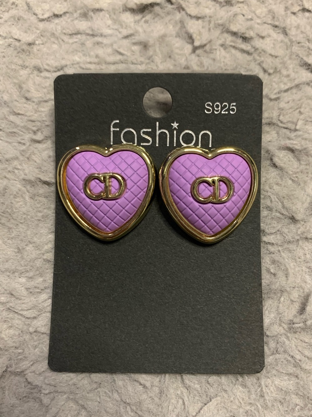 Purple Heart Earrings with Gold Trim